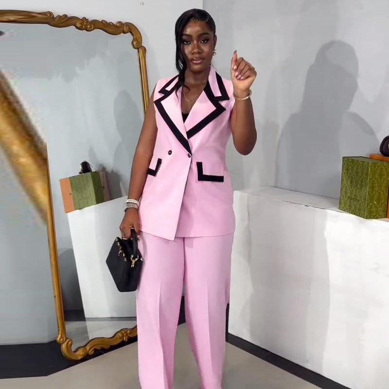 Ensemble Gilet & Pantalon Large – Silhouette Épurée Moderne