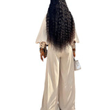 Femme's Fashion Casual Half-high Collar Longue Sleeves Top Wide Leg Pantalon Tailleur