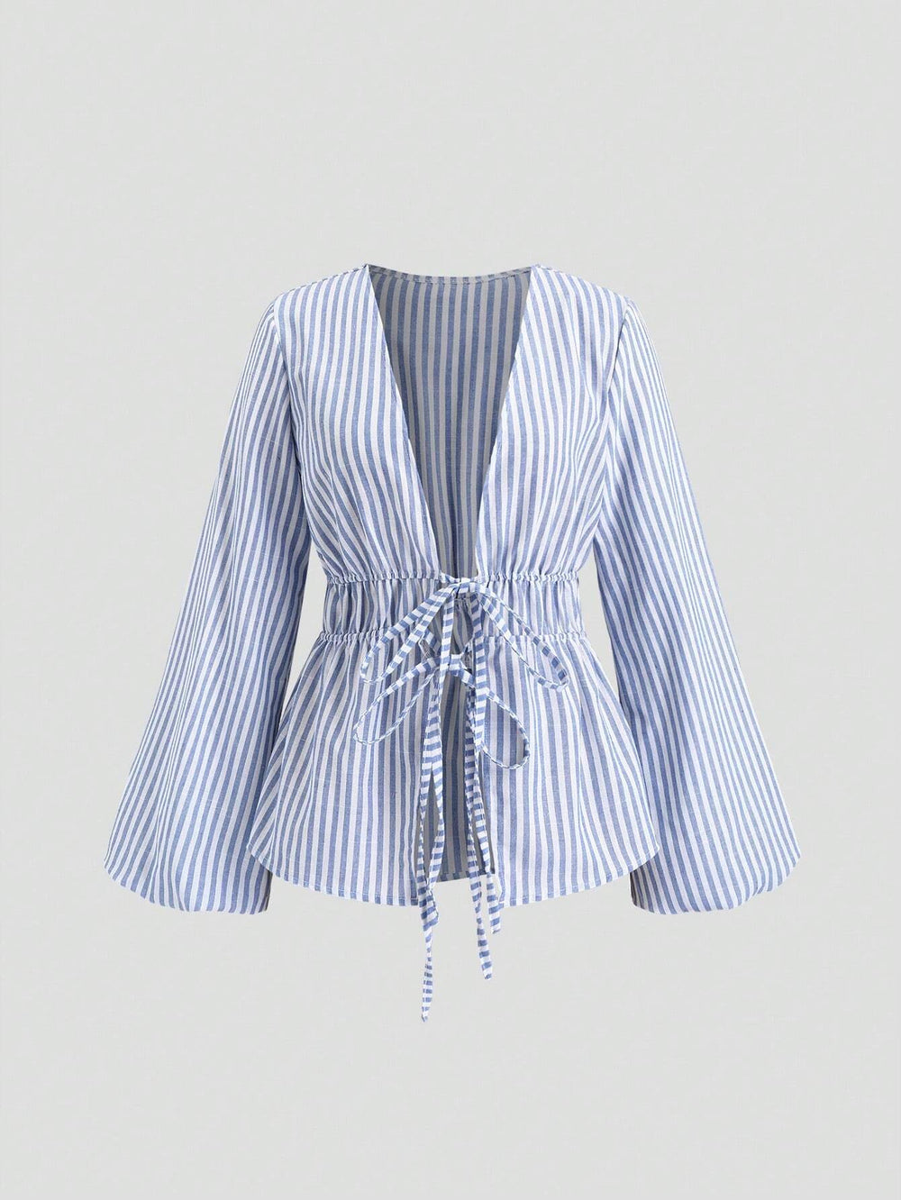 Femme's Bow Dentelle-up Rayé Top Casual Manteau