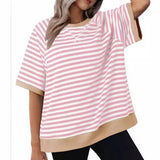 T-shirt Rayé Ample Femme - Élégance Décontractée
