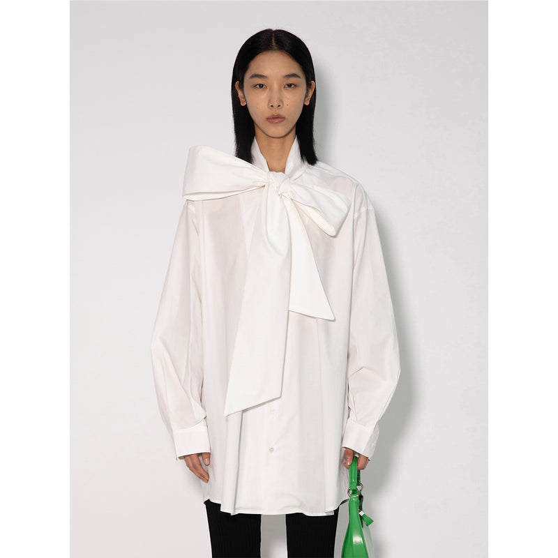 Women's Spring New Poplin Bow Shirt Dress — VELORA