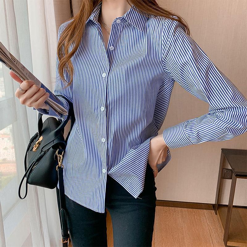Chemise Rayures Bleu Blanc - Coton Premium Loose — VELORA