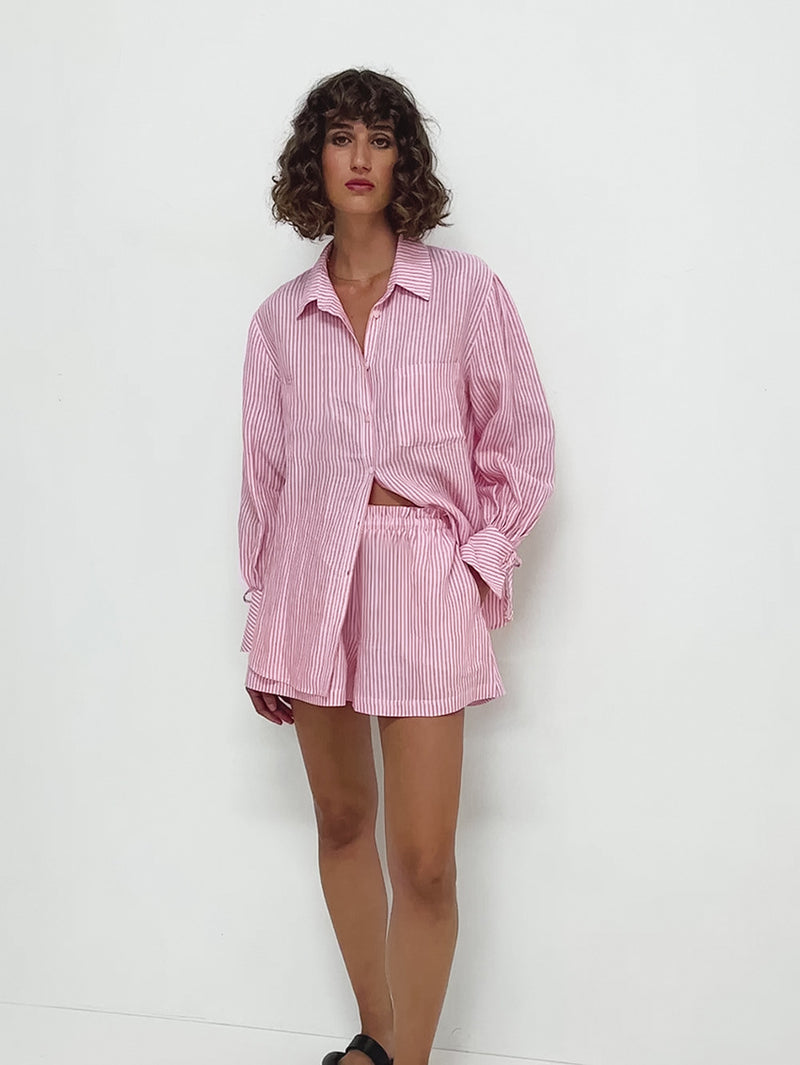 Pure Coton Rayé Chemise Outfit Ins Style Casual