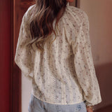 Chemise Mousseline Fleuri avec Broderie et Pompon - Élégance Bohème