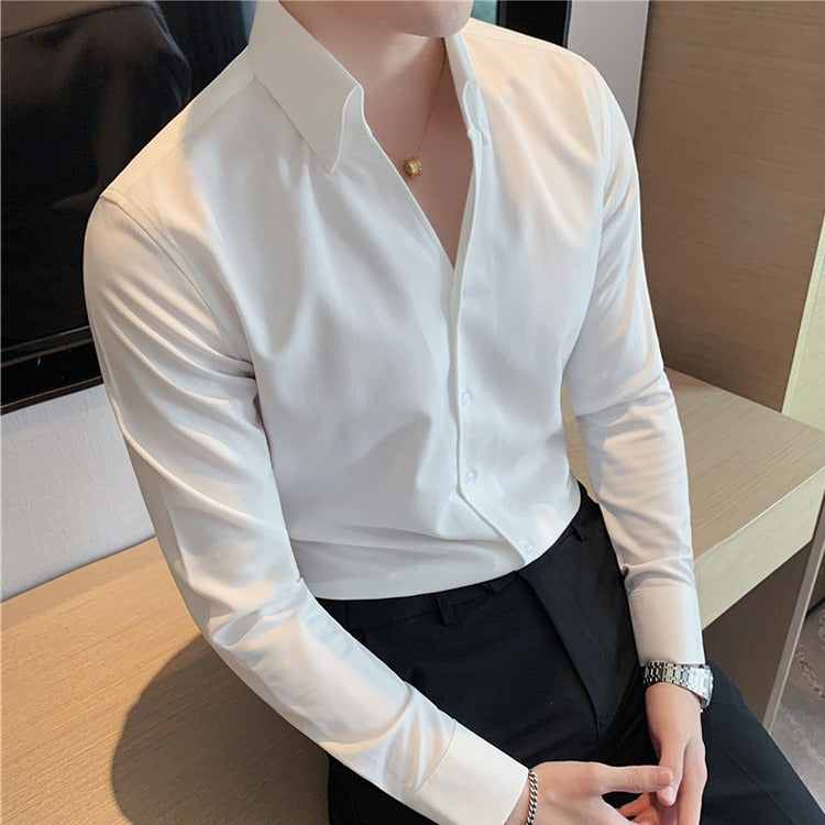 Chemise Business Col V Large - Élégance Intemporelle