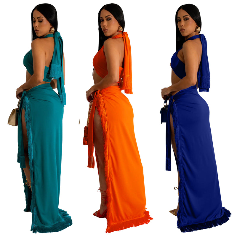 Femme's Chest Portefeuille Tassel Two-piece Set