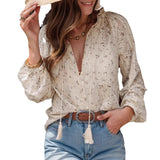 Chemise Mousseline Fleuri avec Broderie et Pompon - Élégance Bohème
