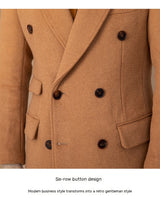 Veste Longue Col Montant Double Boutonnage – Chaleur Premium