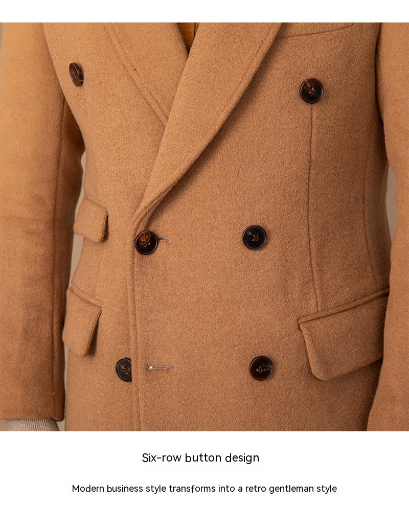 Veste Longue Col Montant Double Boutonnage – Chaleur Premium