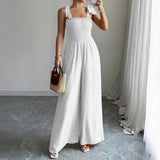 Femme's High-grade Simple Camisole High-waist Wide-leg Combinaison