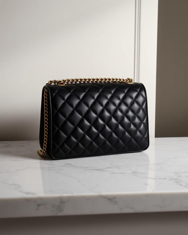 Sac matelassé noir cuir agneau — Velora
